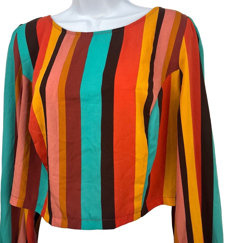 Forever 21 Juniors 2X Long Sleeve Tie Back Crop Cropped Top